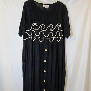 Periphery cover-up/sundress – black with wave pattern XL